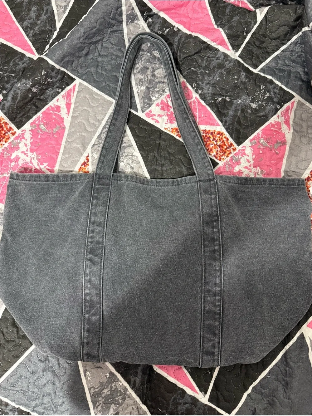 GAP Charcoal Canvas Tote with Sage Mini Pouch